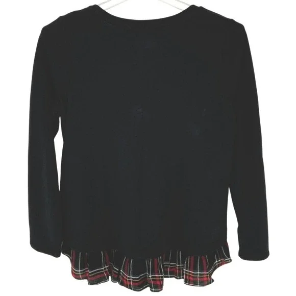 SET of 2 LOFT Women's Floral/Plaid Print Crew Neck Sweaters Knit Layered Look M - Picture 5 of 11